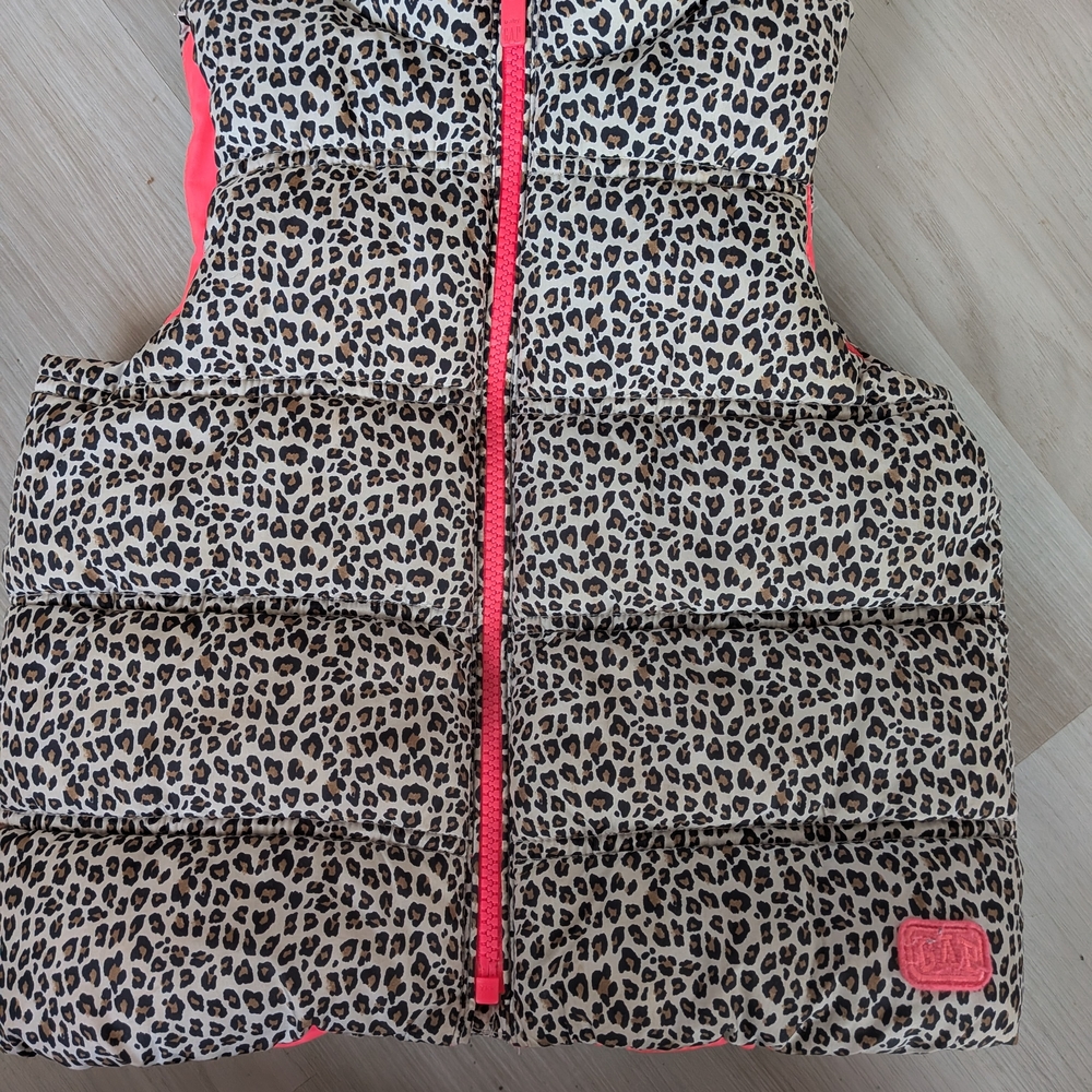 GAP Leopard Print Kids Vest with Neon Pink Details